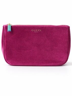 Gucci Velvet Cosmetic Pouch with Gold Logo - Authentic
